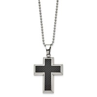 Chisel Titanium Polished Necklace with Black Carbon Fiber Inlay Cross, 22" view 3