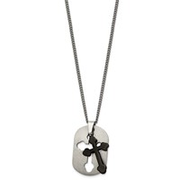 Chisel Titanium Brushed Black IP-plated Moveable Cross Necklace, 22" view 2
