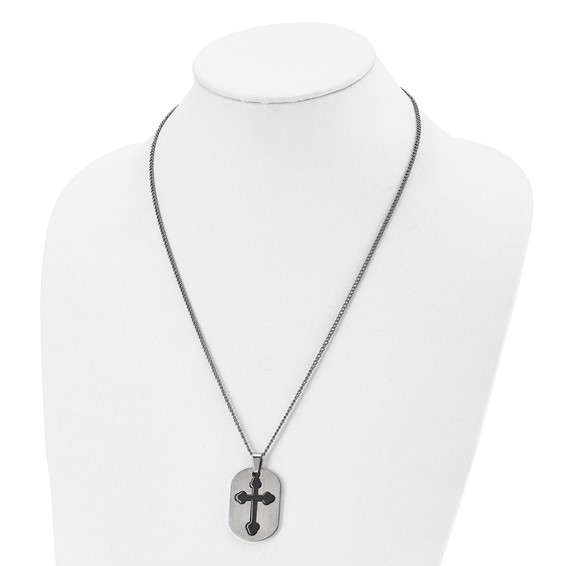 Chisel Titanium Brushed Black IP-plated Moveable Cross 22 inch Necklace