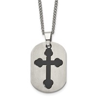 Chisel Titanium Brushed Black IP-plated Moveable Cross Necklace, 22" view 4