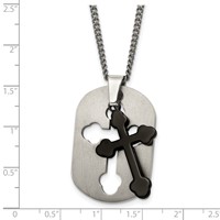 Chisel Titanium Brushed Black IP-plated Moveable Cross Necklace, 22" view 5