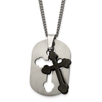 Chisel Titanium Brushed Black IP-plated Moveable Cross Necklace, 22" view 1