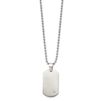 Chisel Titanium Brushed Necklace with.02 Carat Diamond Accent Dog Tag, 22" view 3