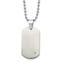 Chisel Titanium Brushed Necklace with.02 Carat Diamond Accent Dog Tag, 22" view 1