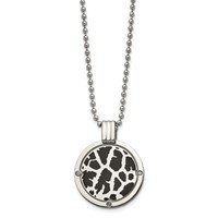 Titanium Polished Black Enamel Necklace with 0.05ct Diamond, 24" view 3