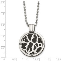 Titanium Polished Black Enamel Necklace with 0.05ct Diamond, 24" view 5