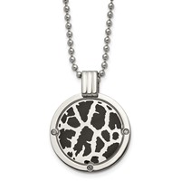 Titanium Polished Black Enamel Necklace with 0.05ct Diamond, 24" view 1