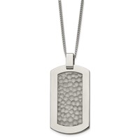 Chisel Titanium Polished and Hammered Dog Tag Necklace, 22" view 3