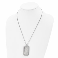 Chisel Titanium Polished and Hammered Dog Tag Necklace, 22" view 4