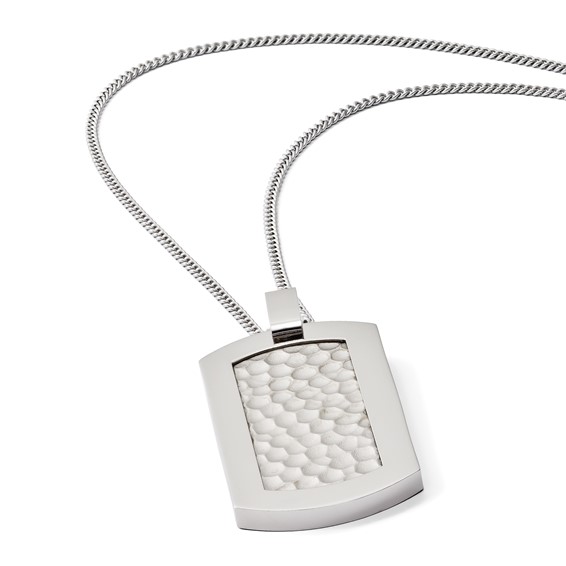 Chisel Titanium Polished and Hammered Dog Tag 22 inch Necklace