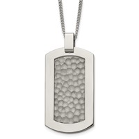 Chisel Titanium Polished and Hammered Dog Tag Necklace, 22" view 1