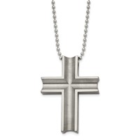 Chisel Titanium Polished Cross Necklace, 24" view 3