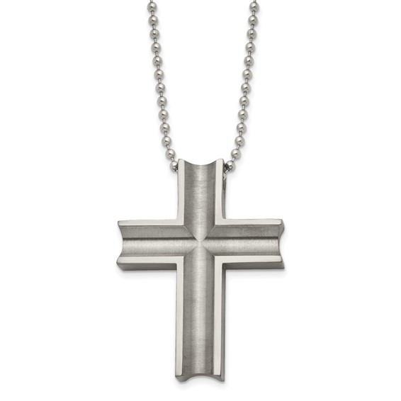 Chisel Titanium Polished Cross 24 inch Necklace