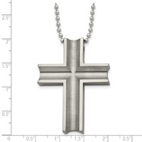 Chisel Titanium Polished Cross Necklace, 24" view 5