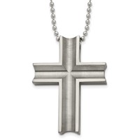 Chisel Titanium Polished Cross Necklace, 24" view 1