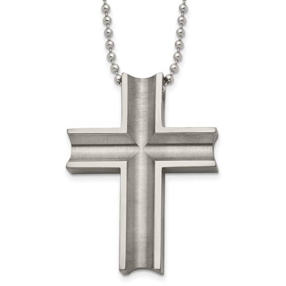 Chisel Titanium Polished Cross 24 inch Necklace
