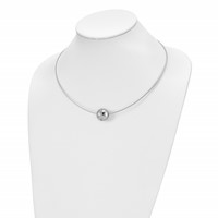 Chisel Titanium CZ Pendant Necklace with Polished Stainless Steel Wire, 17" view 3