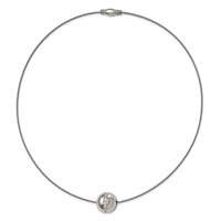 Chisel Titanium CZ Pendant Necklace with Polished Stainless Steel Wire, 17" view 5