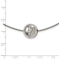 Chisel Titanium CZ Pendant Necklace with Polished Stainless Steel Wire, 17" view 4