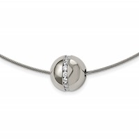 Chisel Titanium CZ Pendant Necklace with Polished Stainless Steel Wire, 17" view 1