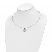 Chisel Titanium CZ Pendant Necklace with Polished Stainless Steel Wire, 17" view 3