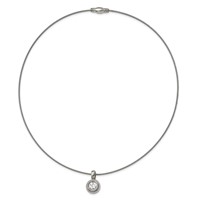 Chisel Titanium CZ Pendant Necklace with Polished Stainless Steel Wire, 17" view 5