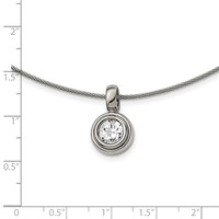 Chisel Titanium CZ Pendant Necklace with Polished Stainless Steel Wire, 17" view 4