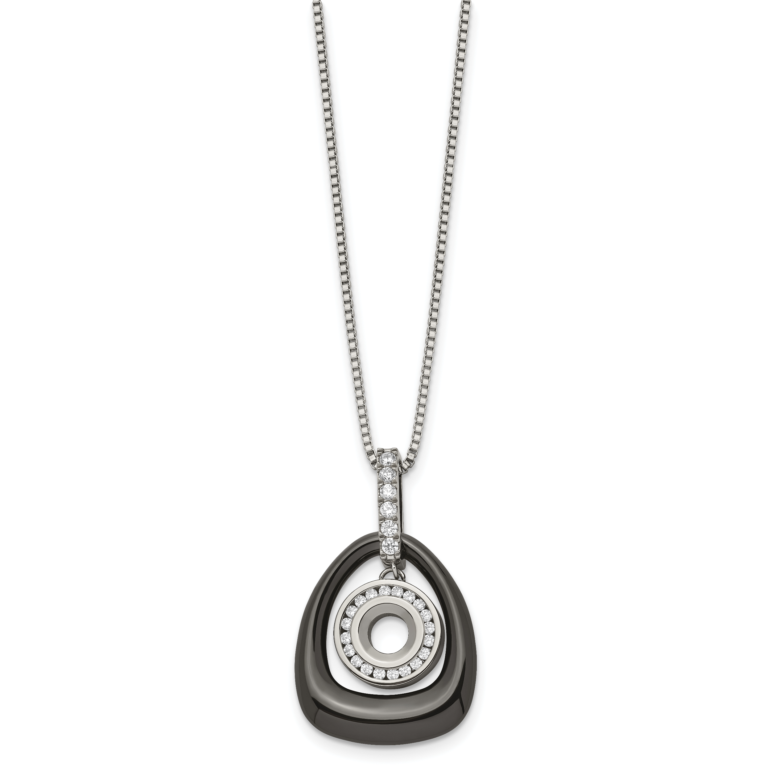 Polished Ceramic with CZ Titanium Pendant on Steel Necklace TBN179 eBay