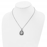 Chisel Polished Ceramic Necklace with CZ Titanium Pendant on Steel, 18" view 4