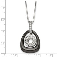 Chisel Polished Ceramic Necklace with CZ Titanium Pendant on Steel, 18" view 5