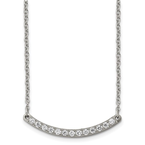 Chisel Titanium Polished Necklace with CZ Bar, 20.5"