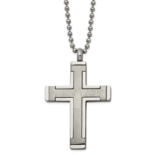 Chisel Titanium Brushed and Polished Cross 22 inch Necklace
