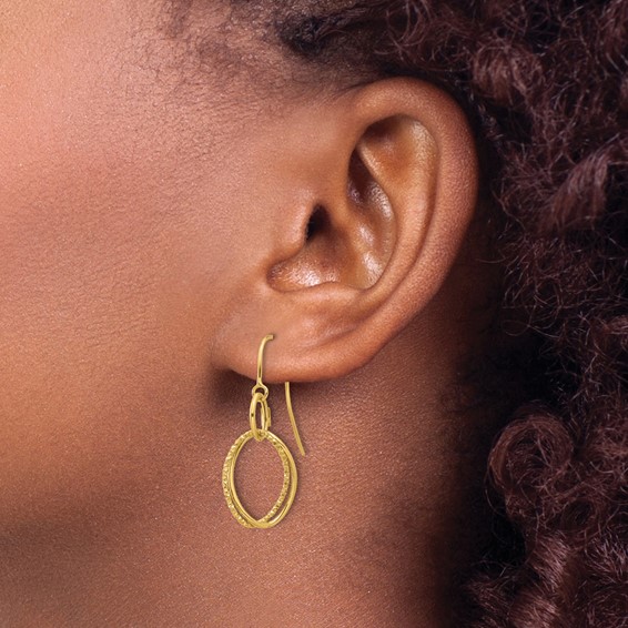 Leslie's Gold Polished and Textured Dangle Earrings