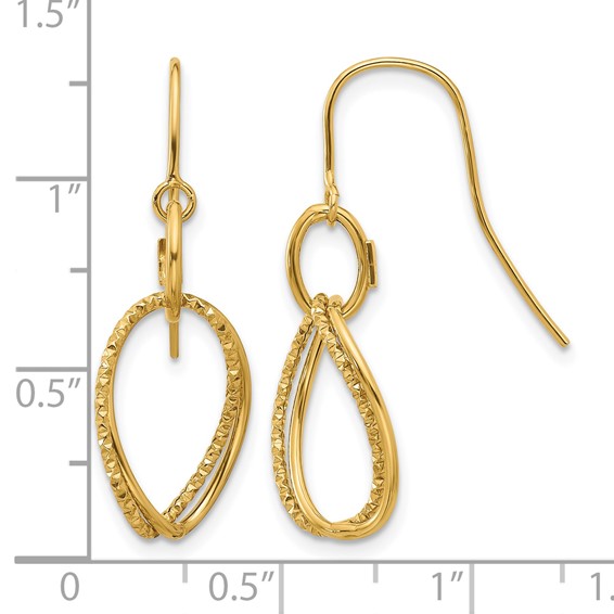 Leslie's Gold Polished and Textured Dangle Earrings