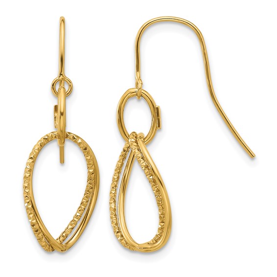 Leslie's Gold Polished and Textured Dangle Earrings