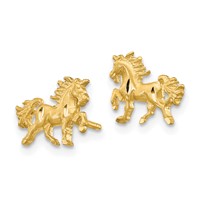 14K Satin Diamond-cut Unicorn Post Earrings view 2