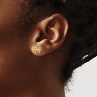 14K Satin Diamond-cut Unicorn Post Earrings view 3