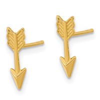 14K Yellow Gold Polished Arrow Post Earrings view 2