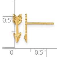 14K Yellow Gold Polished Arrow Post Earrings view 4