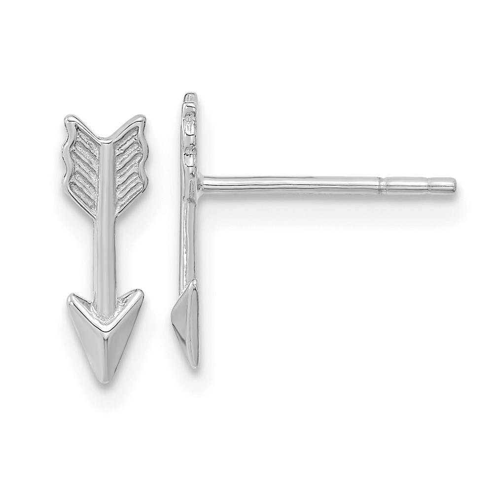 14k White Gold Polished Arrow Post Earrings (TC1006W)