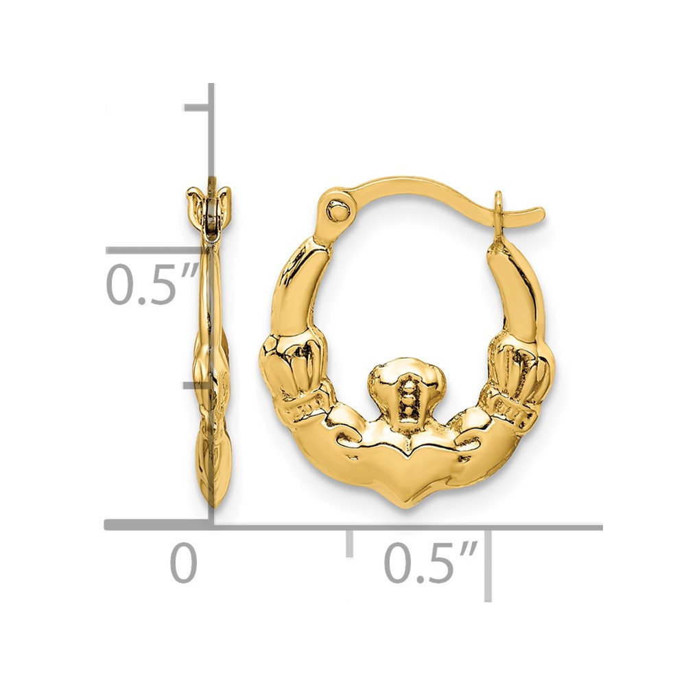 14k Claddagh Hoop Earrings (TC1007)