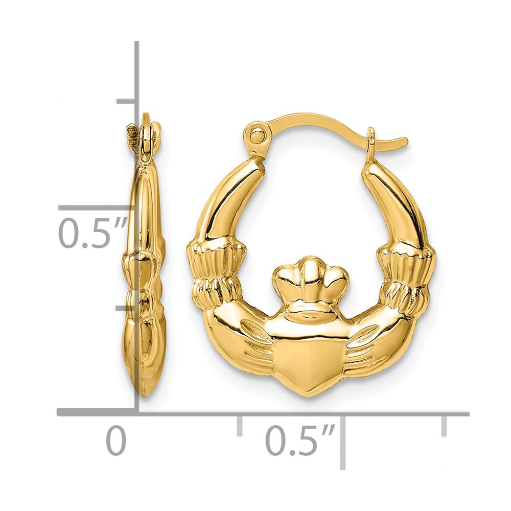 14k Claddagh Hoop Earrings (TC1008)