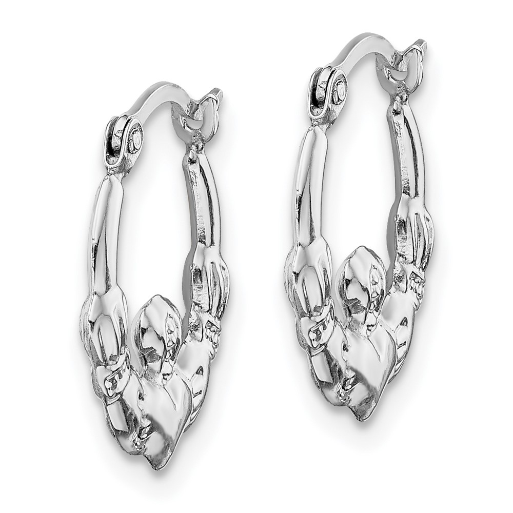 14k White Gold Claddagh Hoop Earrings (TC1011)