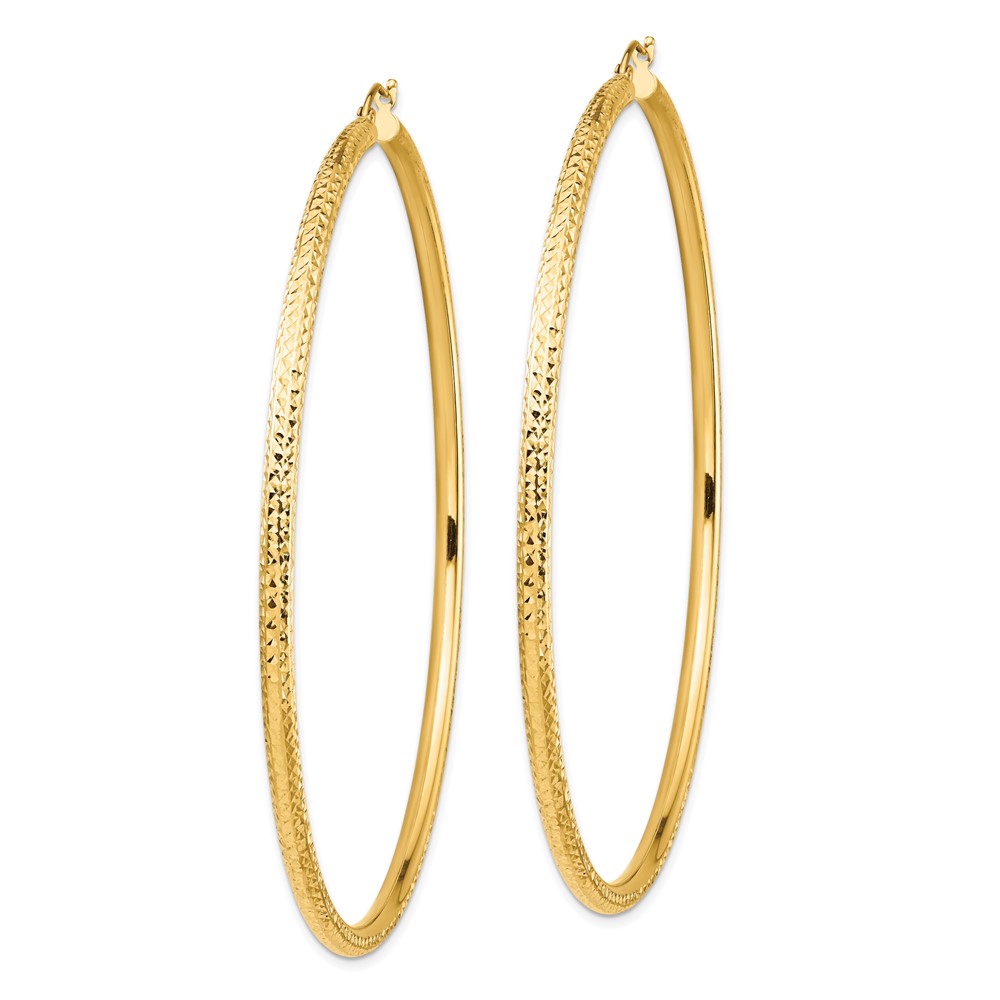 14k Lightweight 3mm Diamond-cut Hoop Earrings (TC1014)