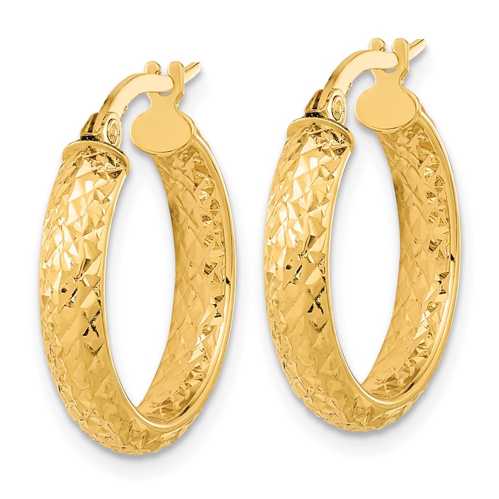 14K Polished and Diamond-cut Inside and Out Fancy Hoop Earrings (TC1023)