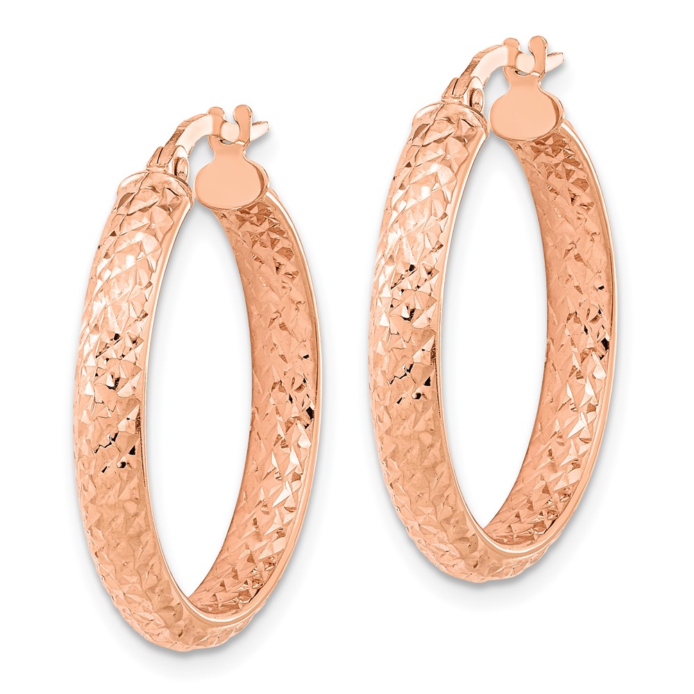 14K Rose Polished and Diamond-cut Fancy Hoop Earrings (TC1024R)