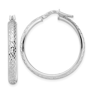 4mm Gold Diamond-cut Hoop Earrings