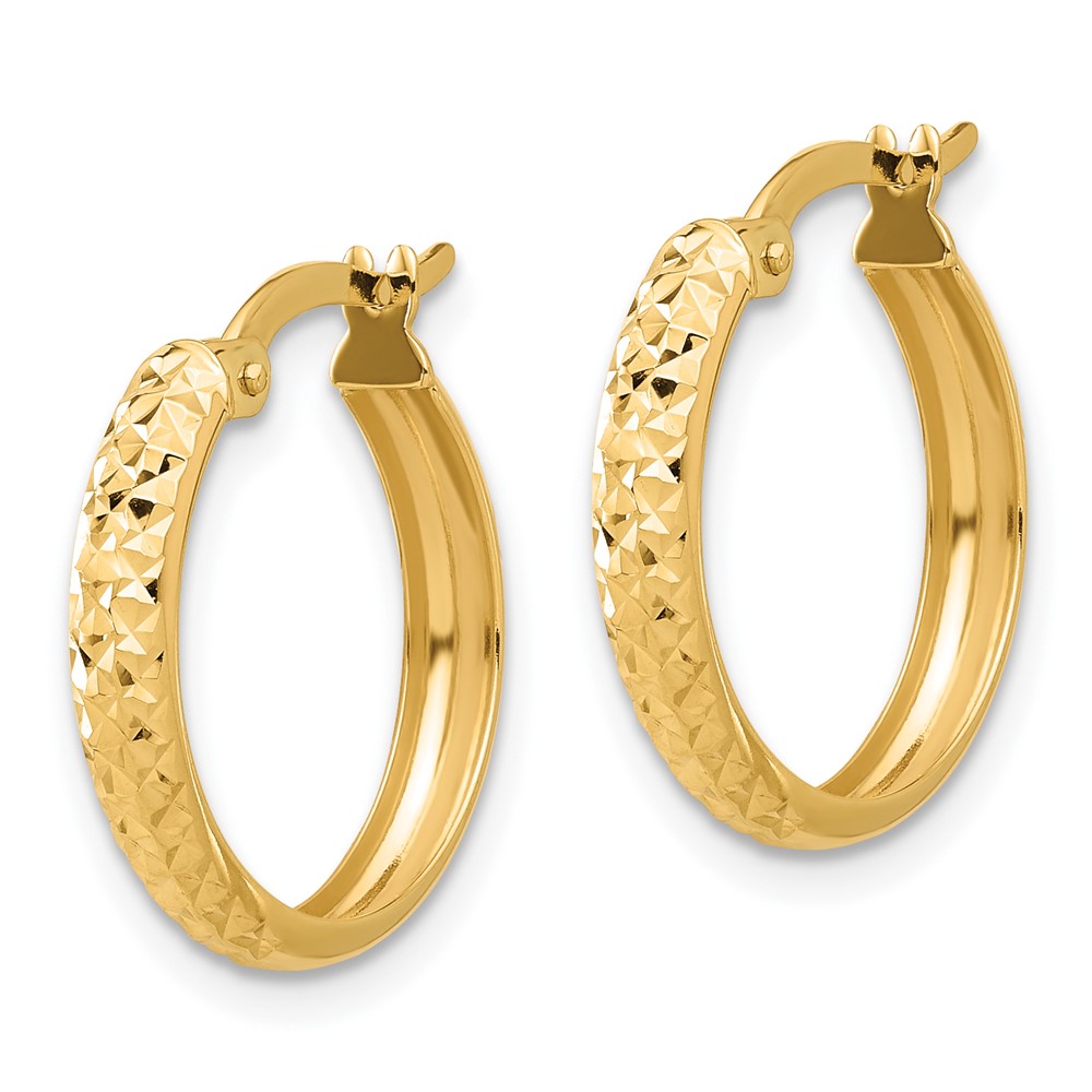 14K Polished and Diamond-cut Hoop Earrings (TC1042)