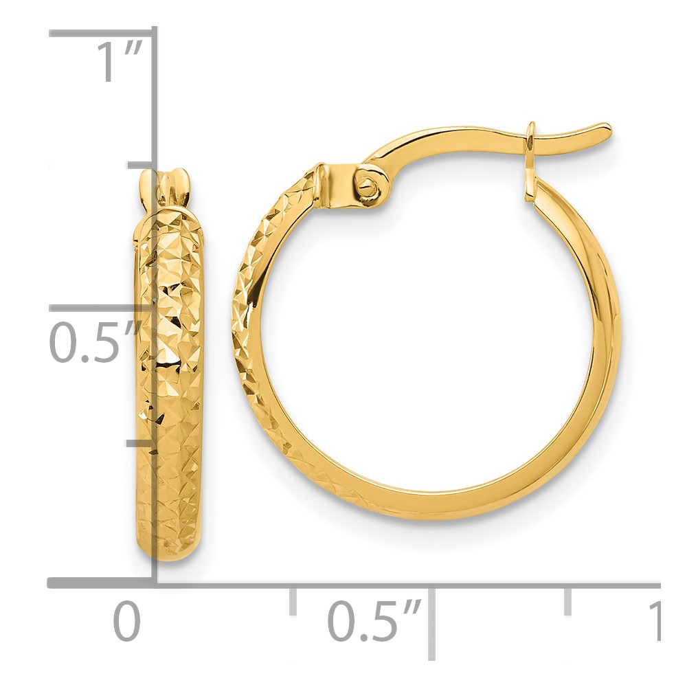 14K Polished and Diamond-cut Hoop Earrings (TC1042)