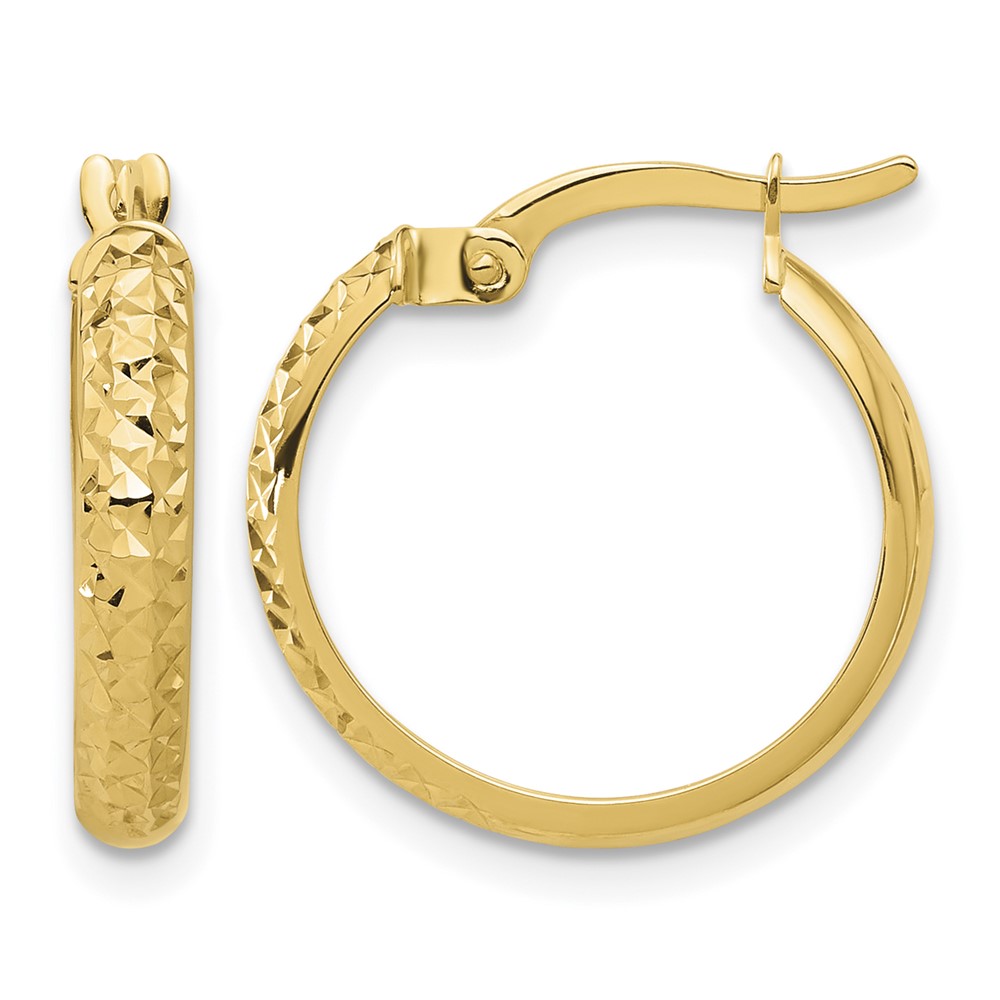 14K Polished and Diamond-cut Hoop Earrings (TC1042)